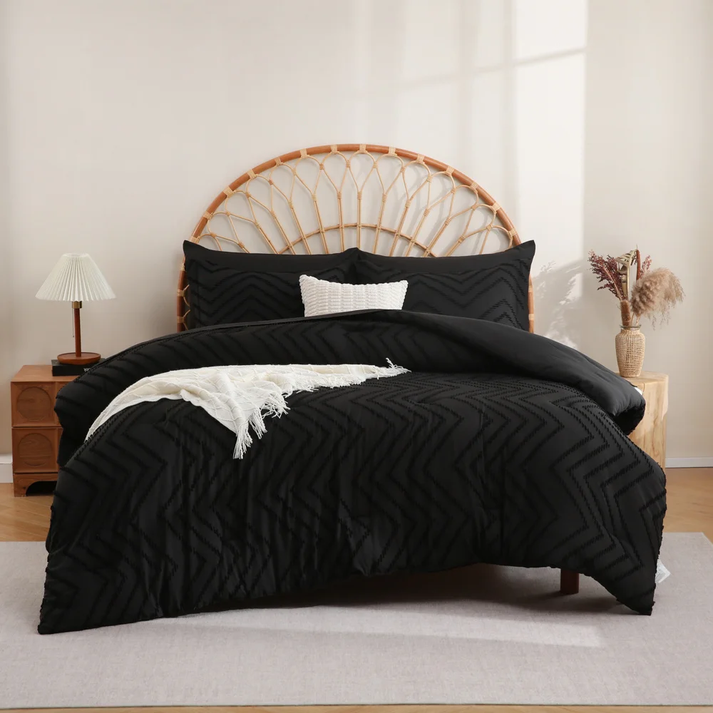 Chevron Boho Shabby Chic 7pcs Comforter Set Microfiber Duvet Cover Queen King Size