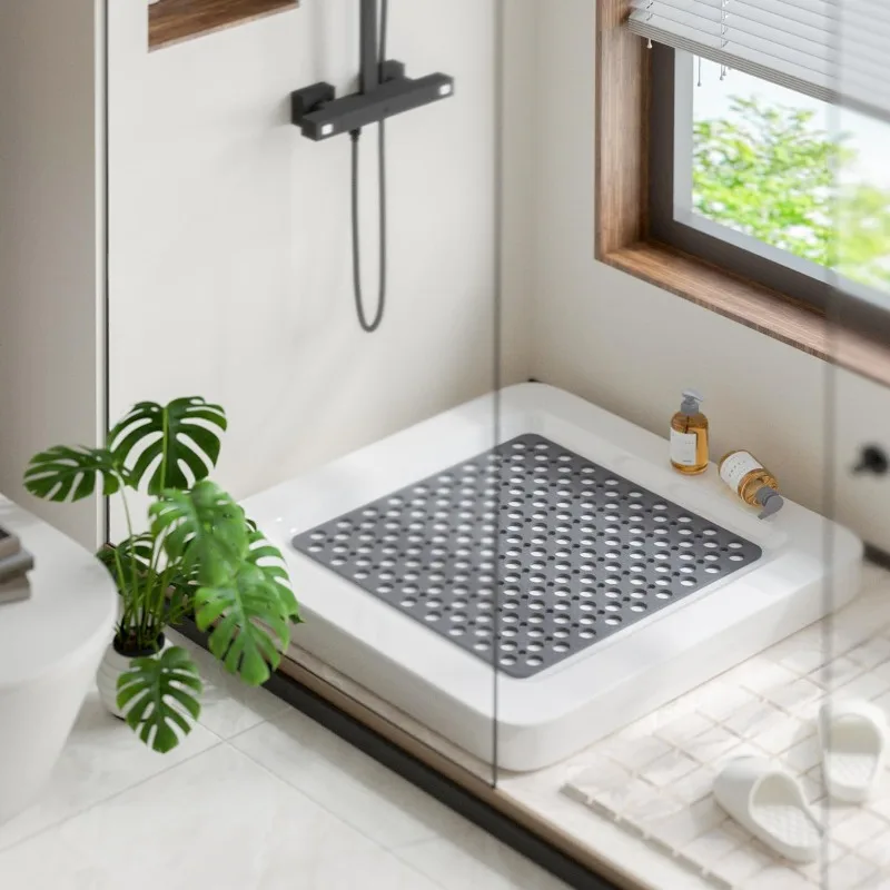Non Slip Bath Mat TPE Grip Mat Bathtub Strong Suction Anti-Mold Shower with Suction Cup Bathroom Product, Machine Washable