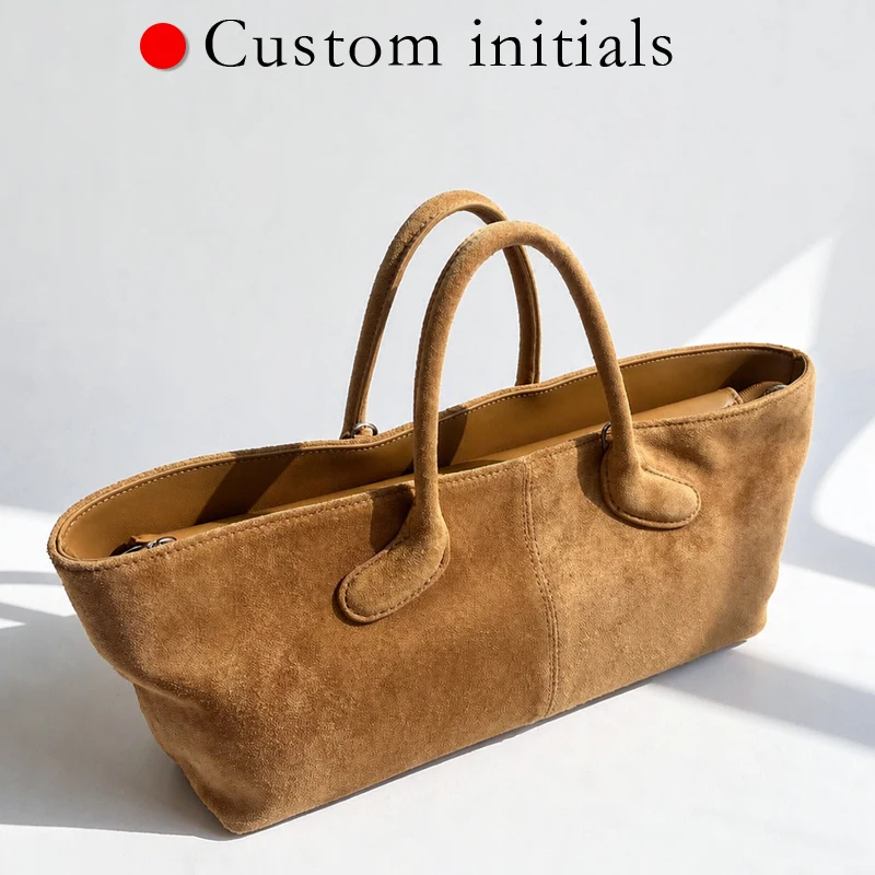 Customize Initials Leather Tote Bags For Women Luxury Designer Handbag Purses 2027 New In Suede Cowhide Handle Underarm Shoulder