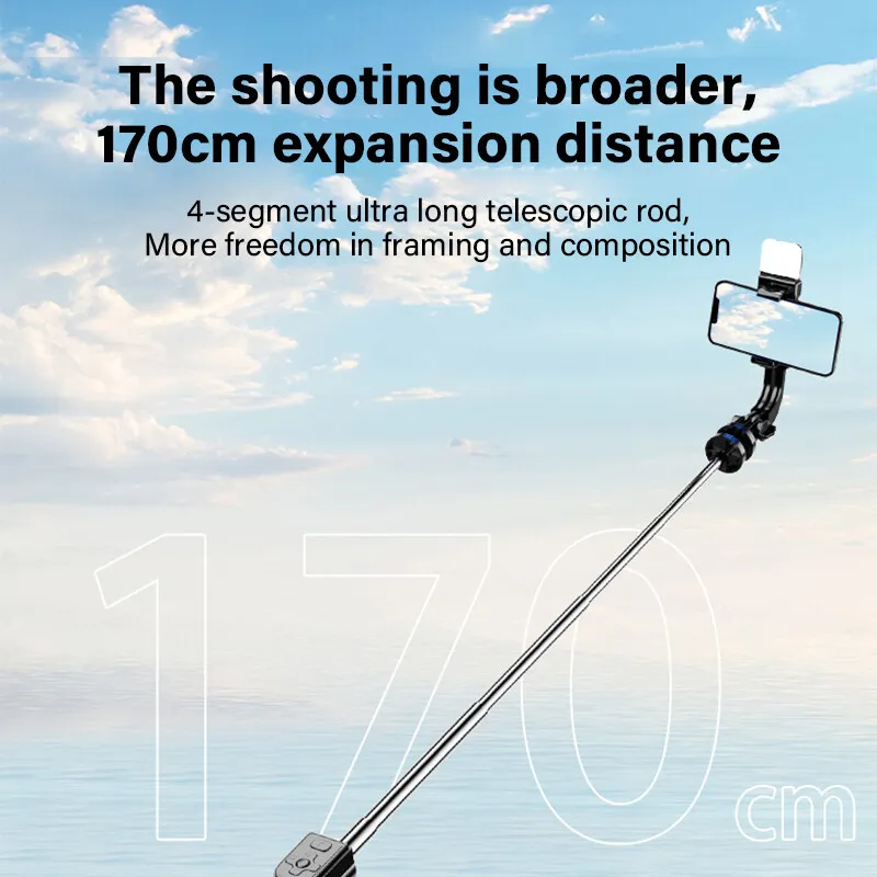 170CM Bluetooth Selfie Stick Mobile Phone Holder Retractable Portable Multifunctional Mini Tripod with Wireless Remote Shutter