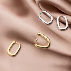 Gold Silver Color Geometric U-shaped Oval Hoop Earrings Simple Design Vintage Earring Jewelry Accessories Gift