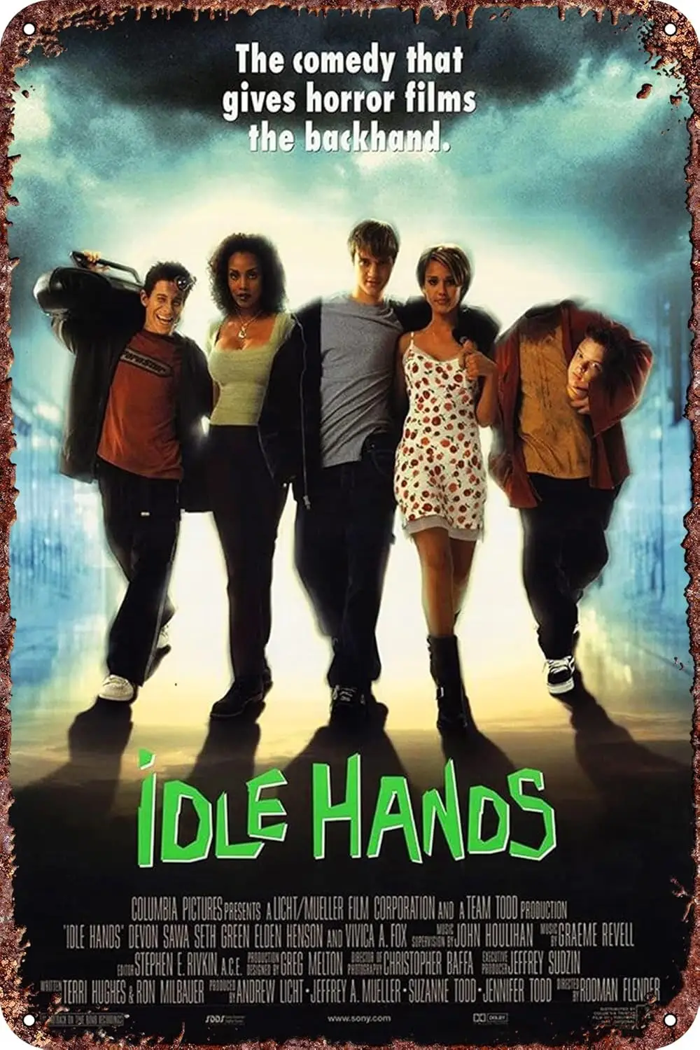 Idle Hands Vintage Metal Tin Sign Movie Poster Wall Art Decor 8x12 Inch for Home Cafes Office Store Pubs Club Sign Gift