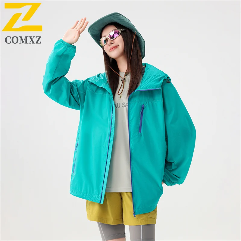 سترة بغطاء للرأس للحماية من الأشعة فوق البنفسجية للزوجين بلون الدوبامين UPF50 + حرير ثلجي قابل للتنفس للرياضات الخارجية ملابس واقية من الشمس #3