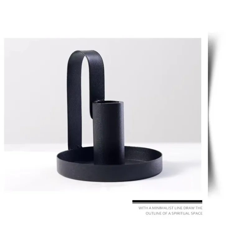Christmas Decoration Supplies Candle Holder Decoration Metal Creative Handheld Tray Wax Cup Black Candle Holder view 3