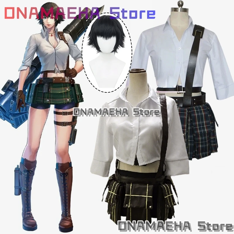 

Game DMC 5 V Lady Mary Cosplay Costumes Shirt+Short Skirts Women's Dresses Anime Lady Outfits Wig Prop Role-playing Suits Dress