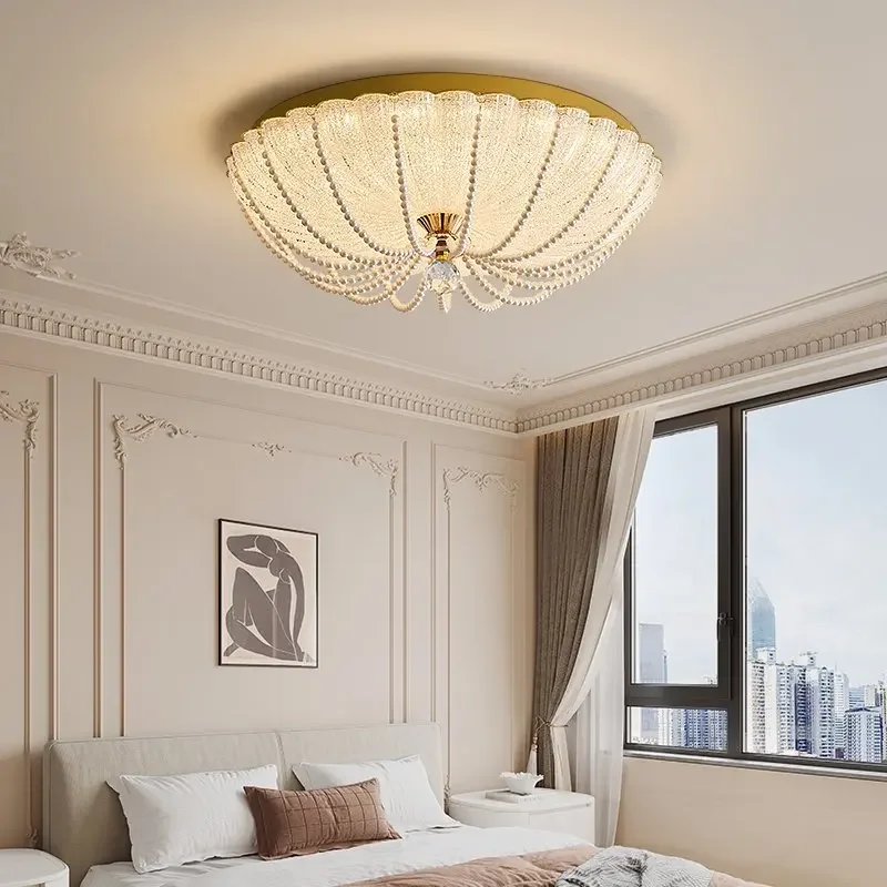 

SANDYHA Nordic Circular Ceiling Light Pearl Design Acrylic Lampshade LED lamp for Living Room Bedroom Decoration Indoor Lighting