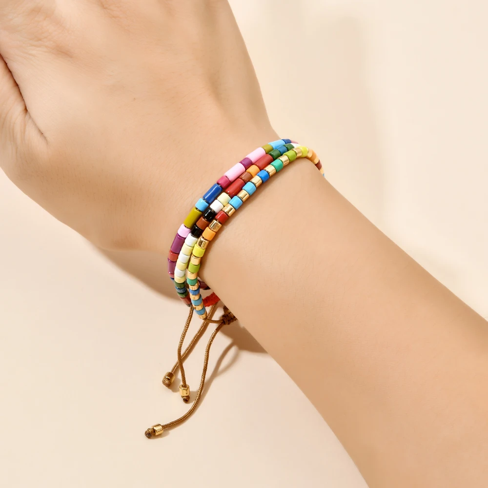 Cute Seed Beads Rainbow Beaded Bracelets Bohemian Handmade Pulseras Mujer Colorful Beach Surfing Jewellery for Women