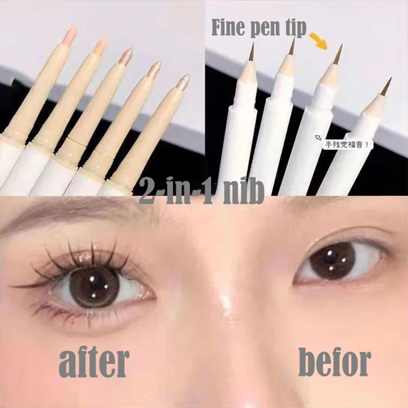 Double Head Lying Silkworm Pen Matte Pearlescent Fine Flash Brightening Shadow Pen Outline Pen Under Eyelid To Pen