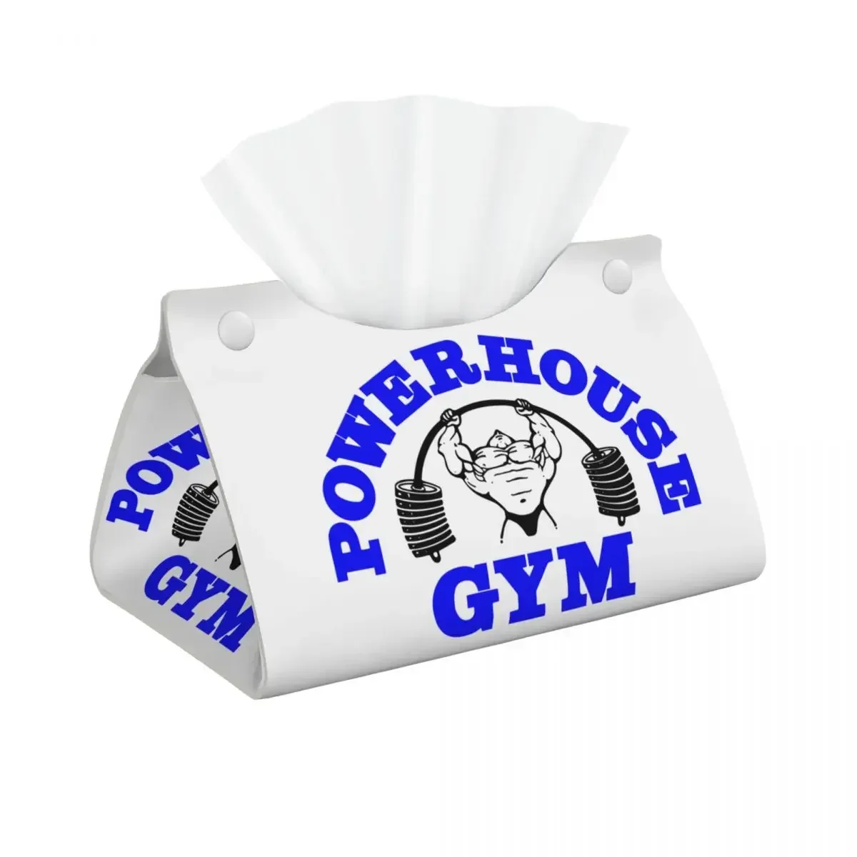 Custom Powerhouse Gym Tissue Box Holder Rectangular Bodybuilding Fitness PU Leather Facial Tissue Box Cover for Car Home