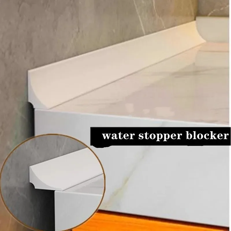 Rubber Water Stopper Strip for Kitchen Countertop Sink Edge Bathroom Vanity Silicone Water Blocker for Household Spill Protect
