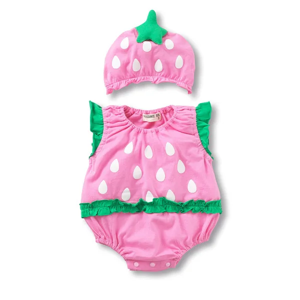 Summer Girl Baby Triangle Bodysuits Baby Cotton Cartoon Watermelon Bee Print Clothes Set Roupas Bebe Menino 0 a 6 Meses