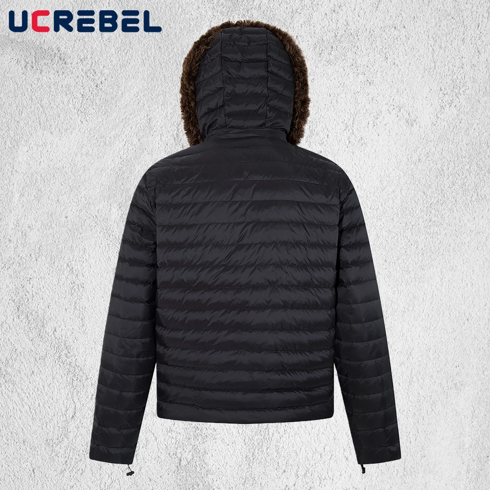 เสื้อแจ็คเก็ตดาวน์สีพื้นสำหรับผู้ชาย มีเชือกผูก ฤดูหนาว อุ่น สไตล์ไฮสตรีท ย้อนยุค ทรงหลวม แขนยาว มีฮู้ด เสื้อแจ็คเก็ตบุนวมสำหรับผู้ชาย