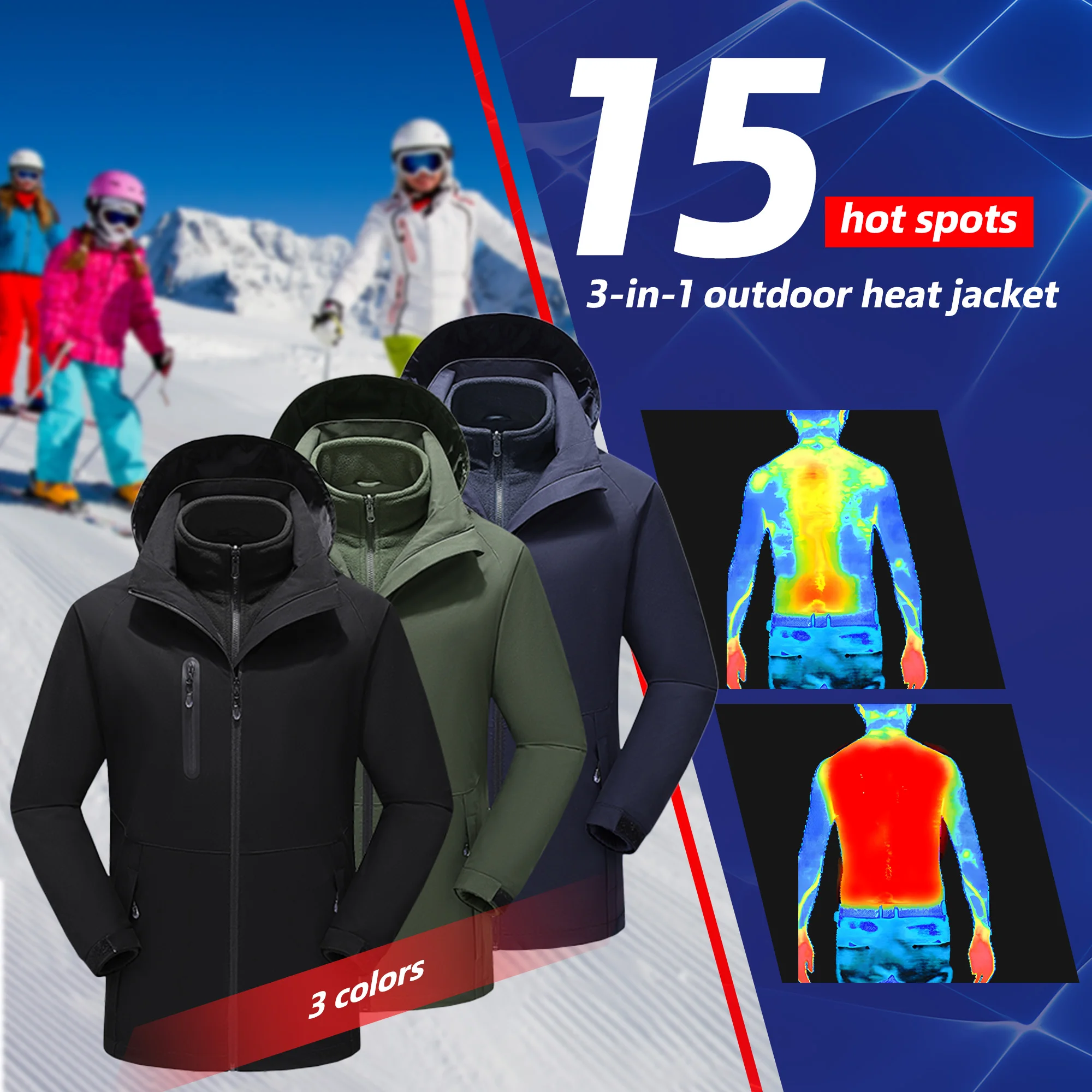 Heated Jacket Winter Heating Motorcycle Jacket USB Electric Heating Jackets Camping Warm Heated Clothes Skiing combat jacket