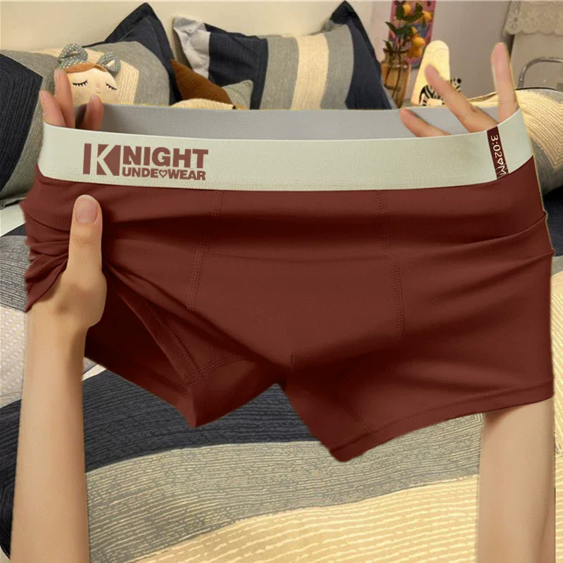 Knight Underwear 3-Piece Men's Cotton Boxer Briefs Set - Soft Comfort-Fit Underwear, Multi-Color (Burgundy/Beige/Khaki)