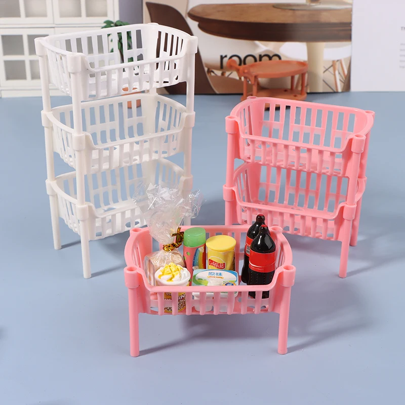 1/12 Dollhouse Mini Food Fruit Storage Baskets Dolls House Stackable Basket Dollhouse Decoration Accessories