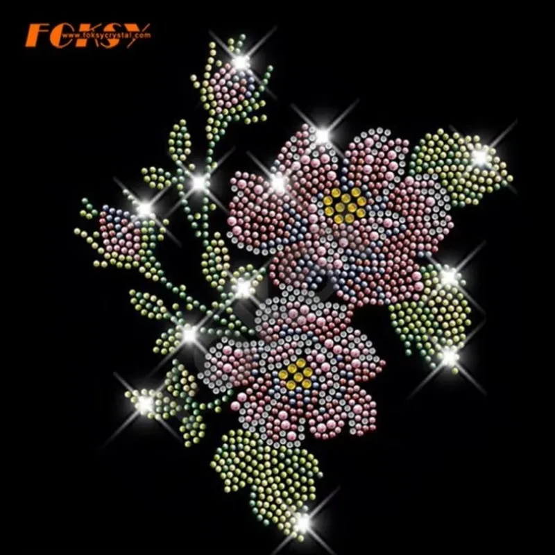 

Beautiful Flower Hot Fix Rhinestone Iron on Transfer Motif