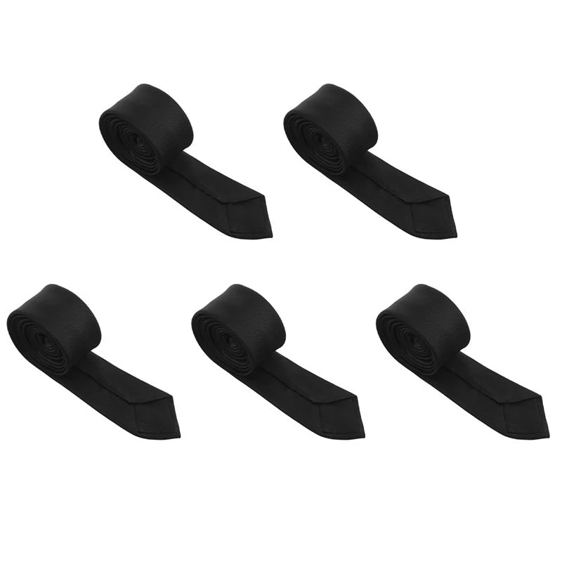 5Pcs 2 Inch Wide Stripes Pattern Self Tie Skinny Necktie Black For Woman Eco-Friendly