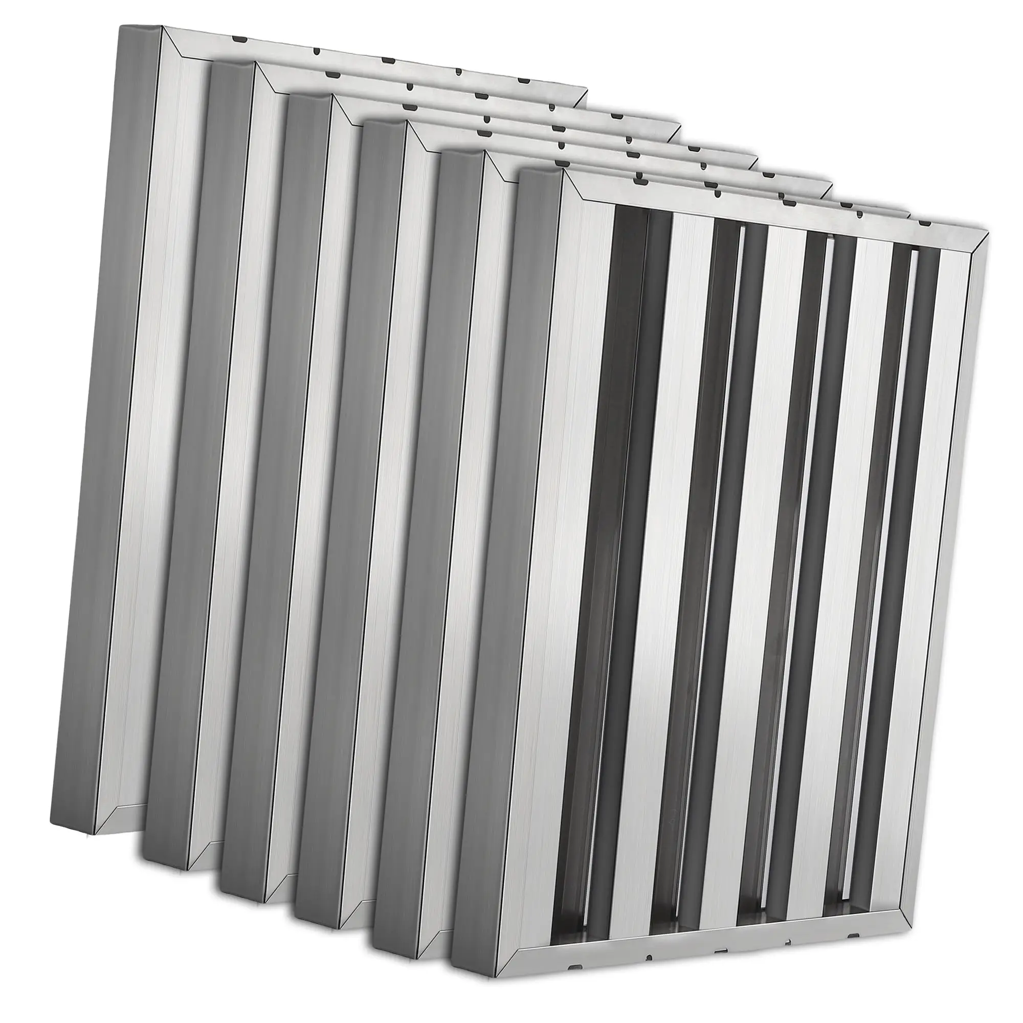 

Commercial Hood Filters, 430 Stainless Steel 6 Grooves Range Hood Filters for Kitchen Exhaust Hoods, Pack of 6