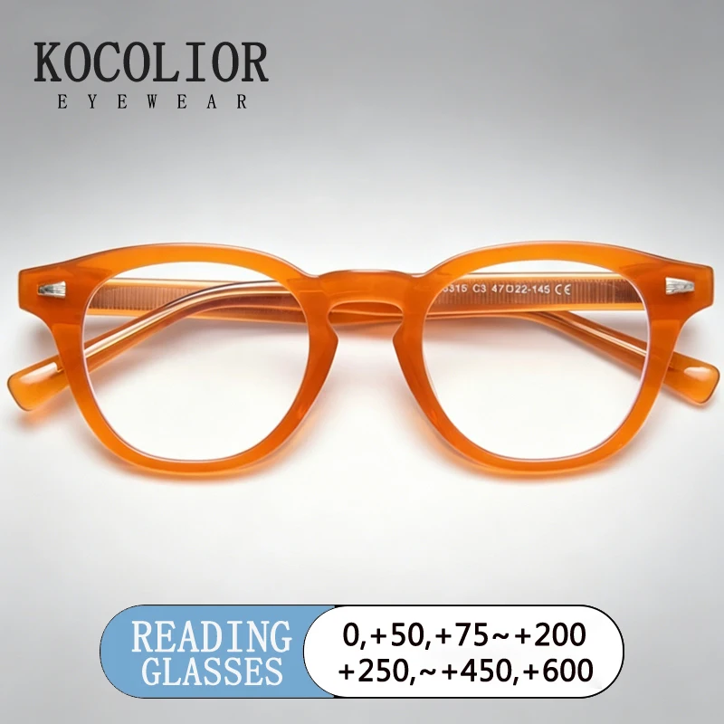 

KOCOLIOR New Vintage Round Glasses Frame Anti Blue Light Reading Eyeglass Women Frame Acetate Temple Optical Glasses Men Glasses