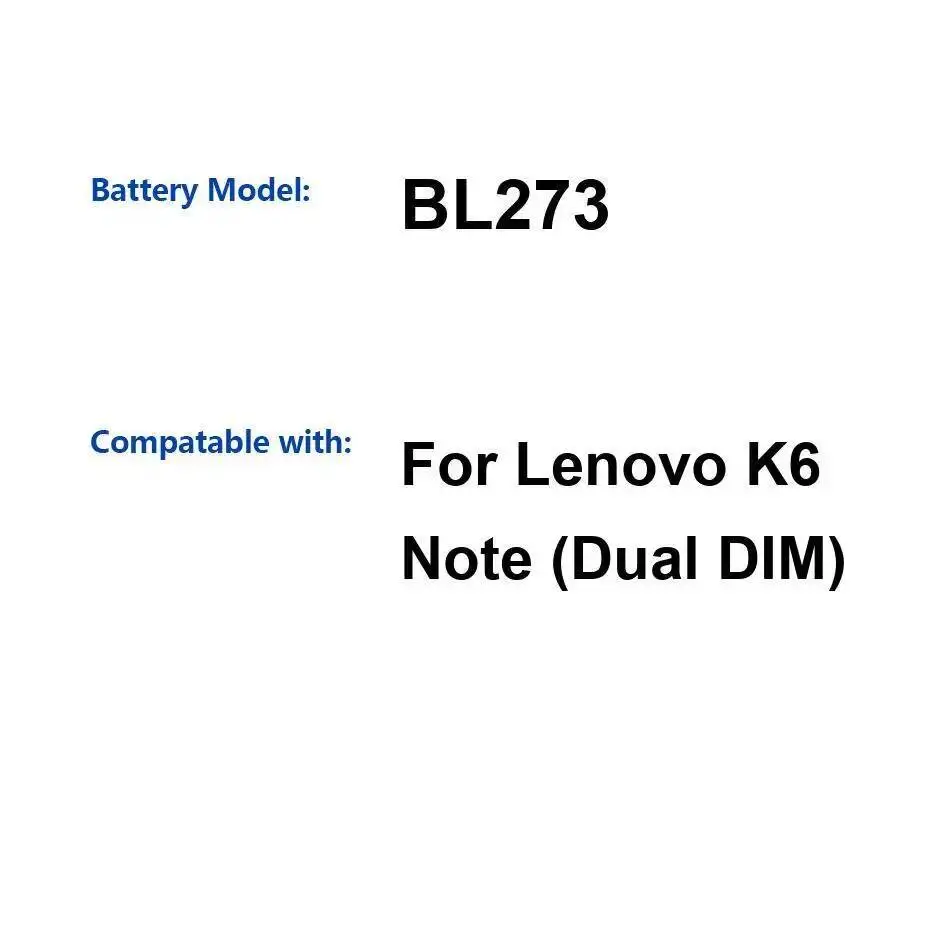 

4000 мАч высокой емкости для Lenovo K6 Note Dual Dim аккумулятор мобильного телефона длительный срок службы BL273