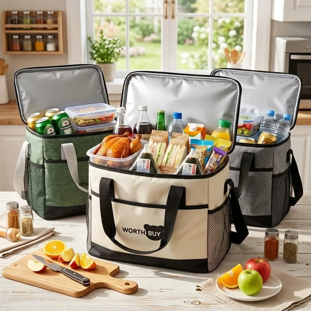 Thermal Lunch Bag Insulated Cooler Bag with Shoulder Large Capacity Waterproof Oxford Meal Prep Bento Work Picnic Adults Kids