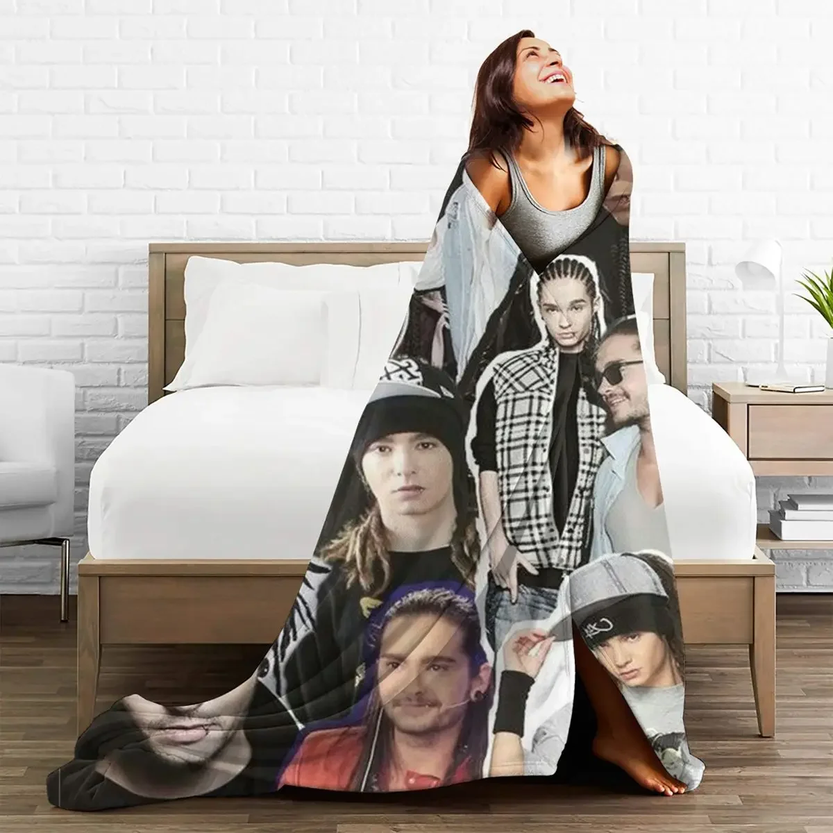 

Tom Kaulitz Plaid Baby Blanket Flannel Sofa Cover Spring Autumn Guitarist German Rock Band Throw for Home Outdoor Rug Piece
