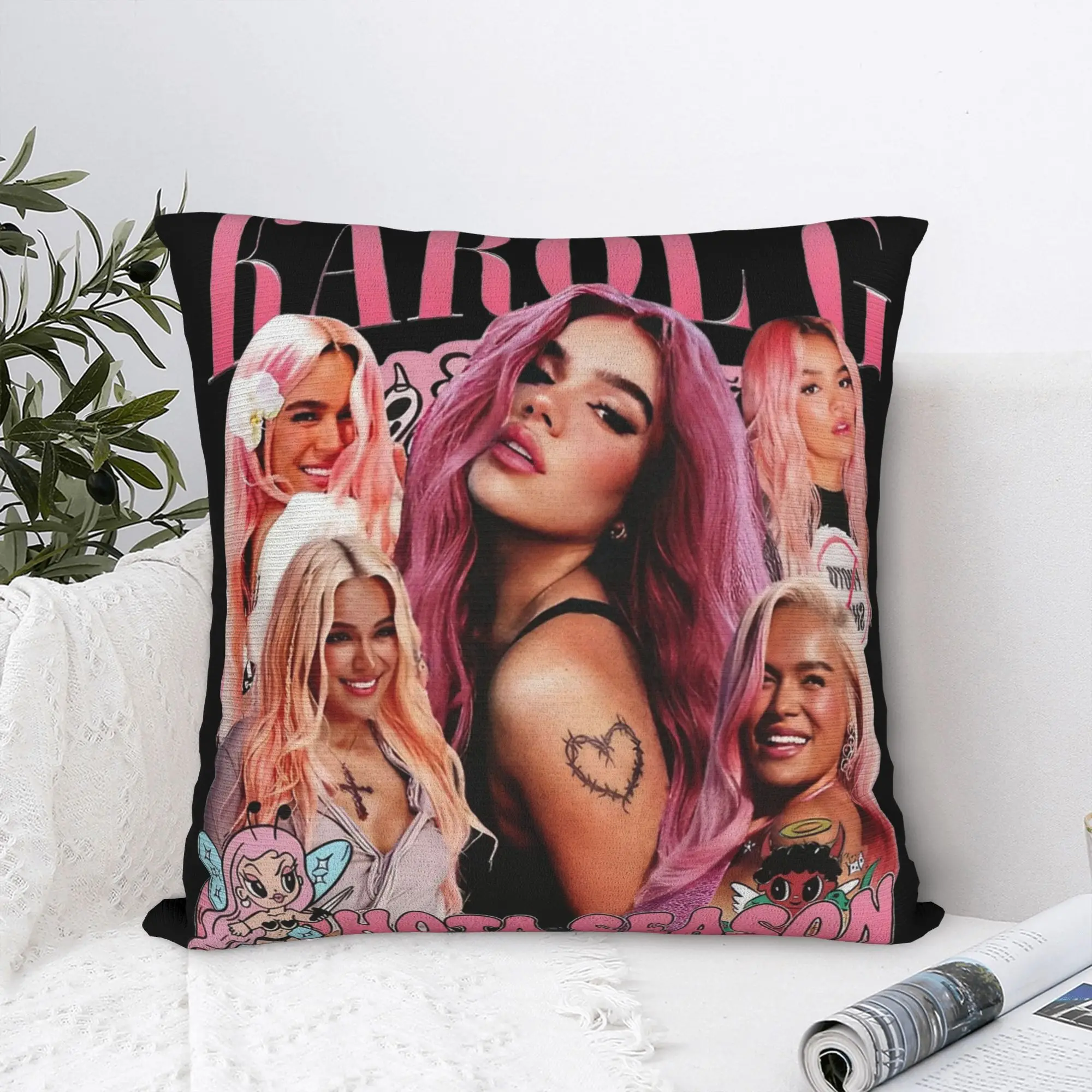 Karol G Bichota Season Pillowcase Printed Polyester Cushion Cover Decoration  Throw Pillow Case Cover Chair Zipper 40X40cm