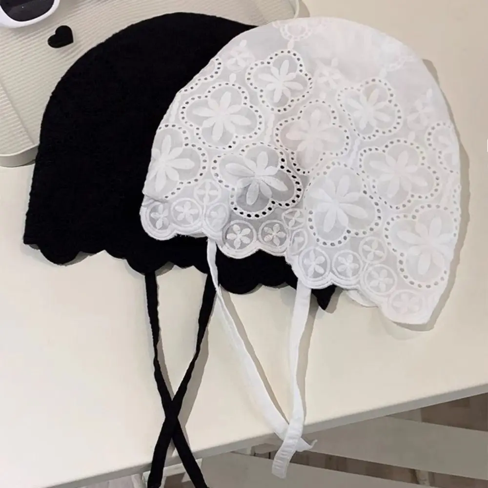 عادية الجوف خارج المطرزة الدانتيل قبعة تنفس حار فتاة قبعة صغيرة Y2k رقيقة Skullcap الملابس والاكسسوارات