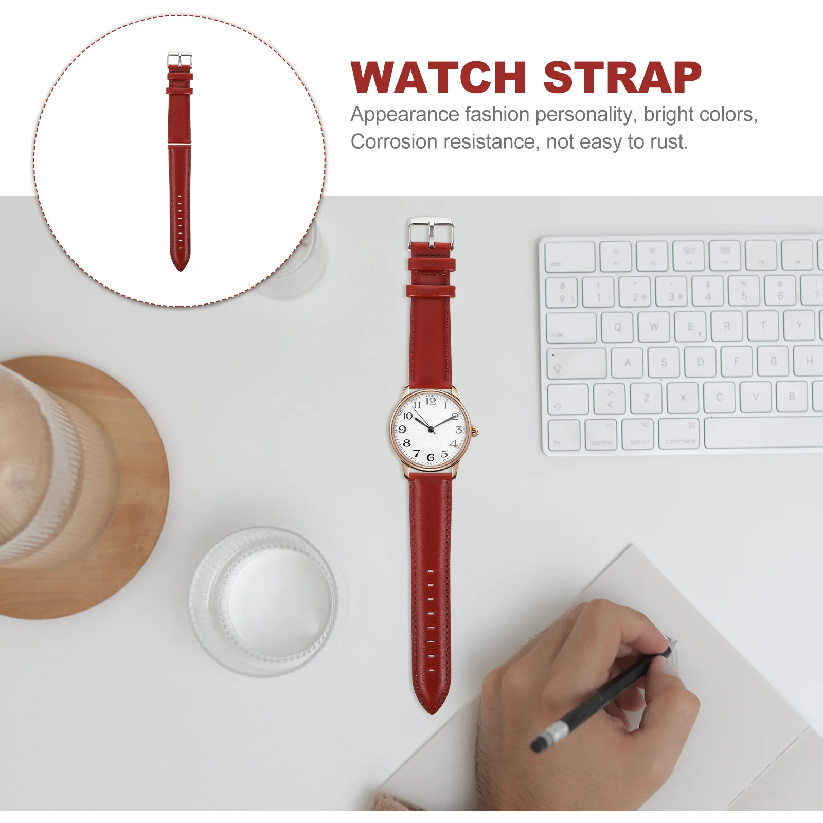 

Cowhide Watch Strap Retro Adjustable Replaceable Watch Band Durable Breathable Comfortable for Daily Exercise Wristwatch