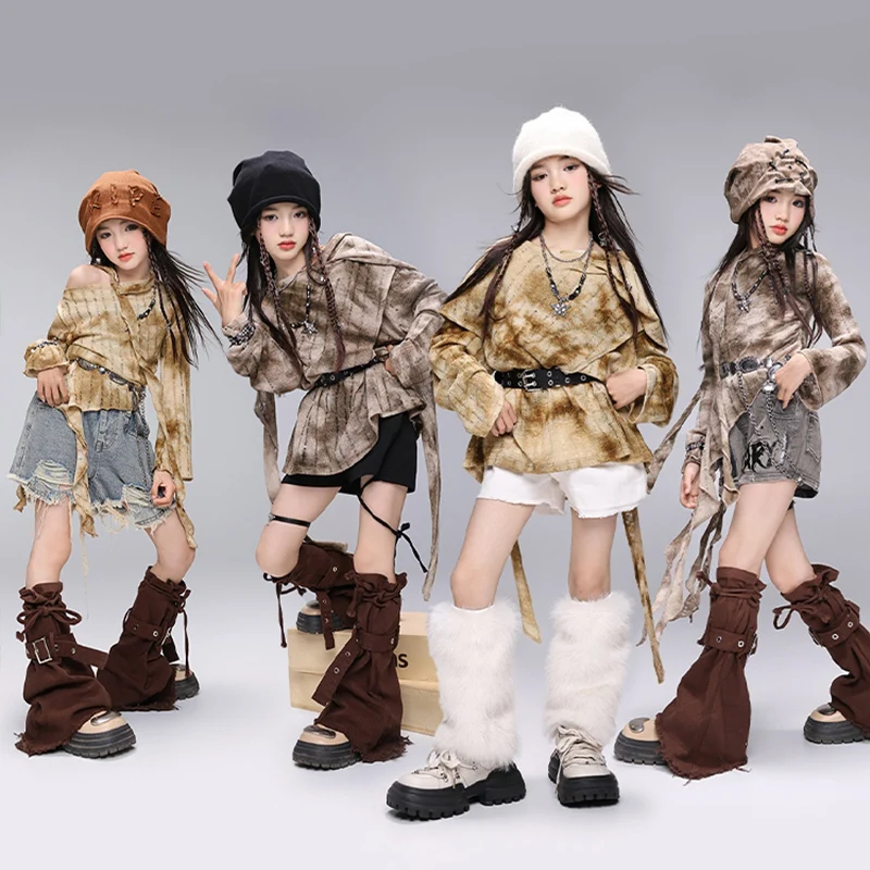 2024 Meisjes Jazzdans Kleding Mode Hip Hop Prestaties Kostuum Mode Tops Kids Catwalk Street Wear K-pop Outfits BL14174