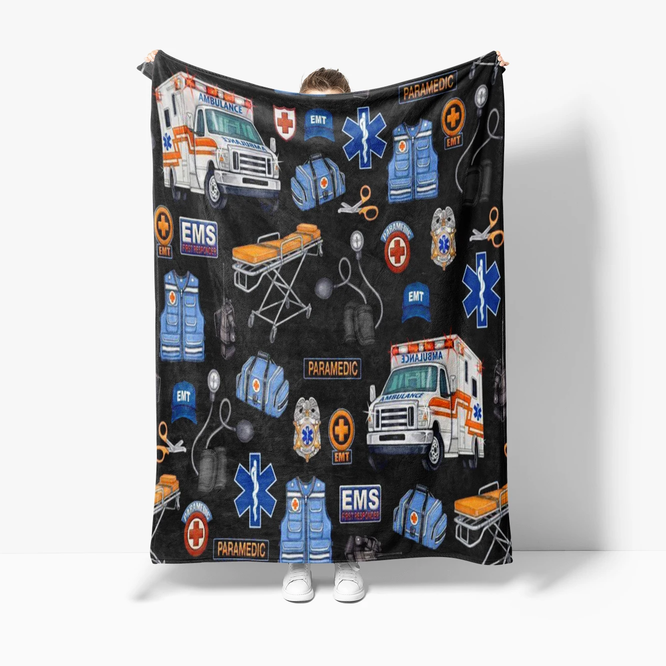 Ultra-Soft Flannel Throw Blanket - Paramedic Print, Versatile & Warm for Couch, Bed, Office, Camping | Perfect Gift for Medical