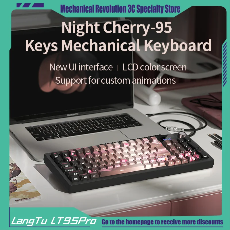 2024 New Langtu Lt95 Pro Mechanical Keyboard Bluetooth 2.4g Wireless Tri-Mode Hot Plug Macro Driver Rgb Office Game Keyboard