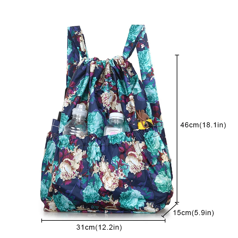 Women Multifunction Drawstring Shopping Knapsack Large Capacity Lightweight Leisure Portable Traveling Female\'s Backpack