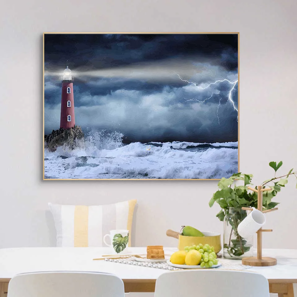 New Arrival Diamond Embroidery Horse 5D DIY Diamond Painting Painting By Numbers Lighthouse Seaside Mosaic Kit Wall Decor