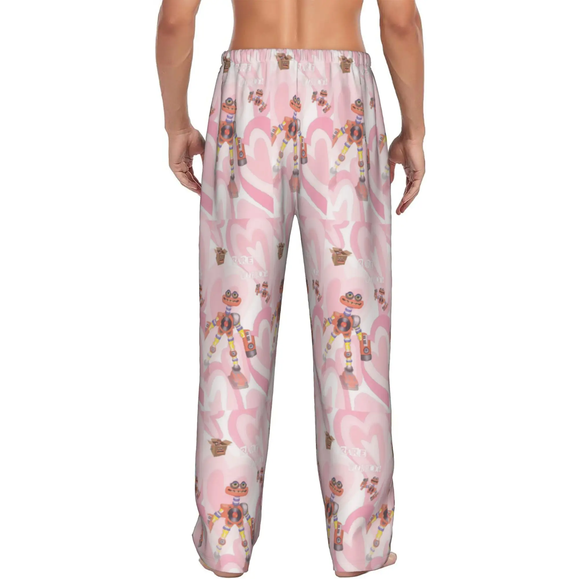 Custom Print Men My S-Singing Cartoon Monsters Pajama Pants Video Games Sleepwear Sleep Lounge Bottoms with Pockets - view 3