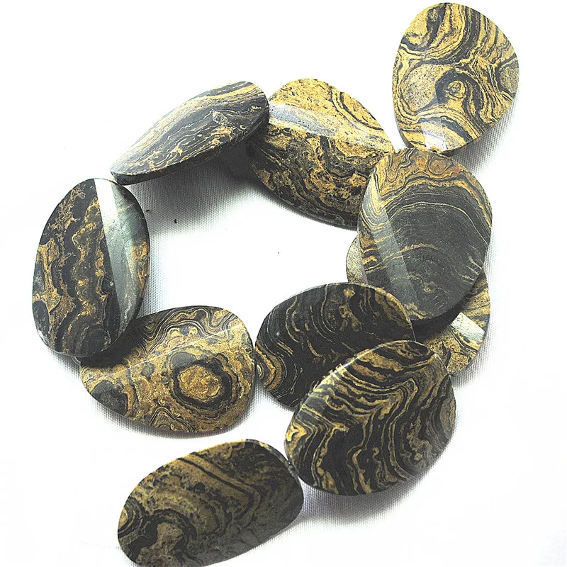 10PCS Natural Brown Jasper Twist Oval Shape 40X28MM Nature Semi Precious Stone DIY Jewelry Accessories Top Fashions
