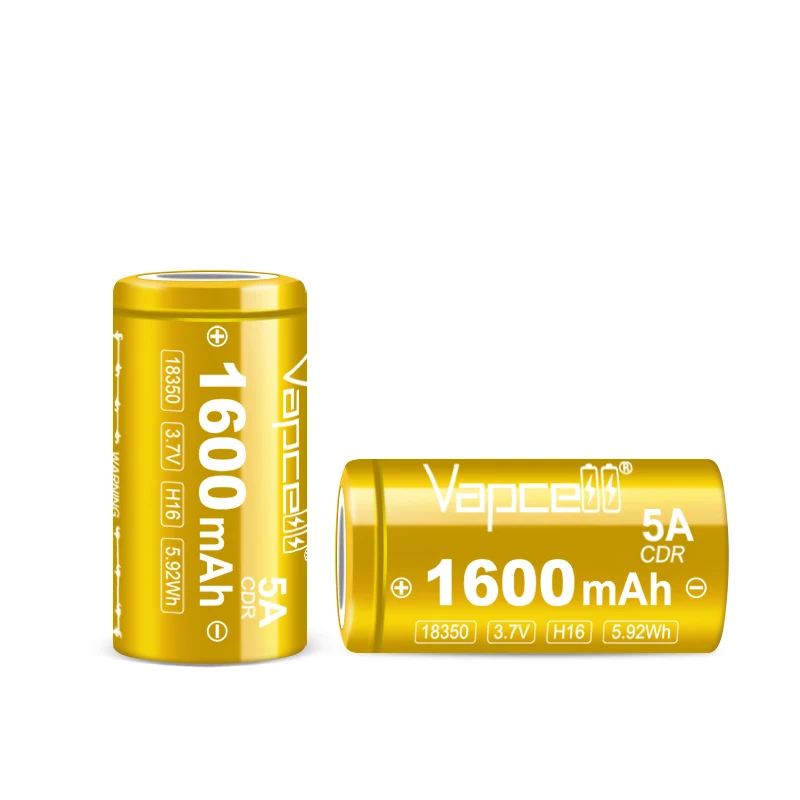 Original Vapcell H16 INR 18350 Battery 1600mAh Capacity CDR 5A 3.7V Rechargeable Lithium-ion Batteries For DIY Battery Pack