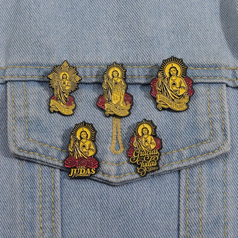 San Judas Tadeo Holy Jesus Bible Enamel Pins Keep The Faith Brooch Clothing Hat Badges Religious Belief Jewelry Gift Wholesal