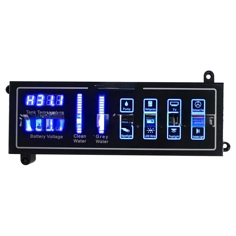 8-channel RV switch management system with water level, water temperature, and voltage display