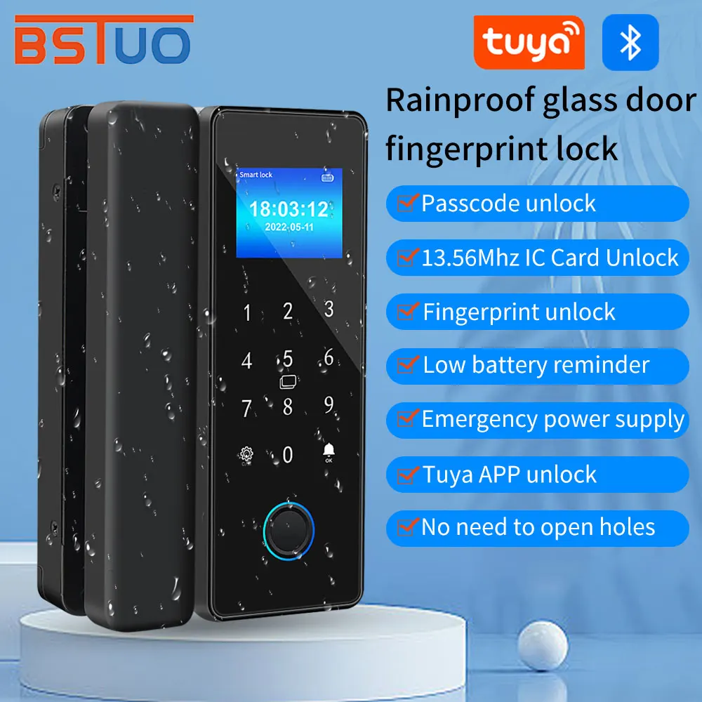 Smart Lock For Glass Door Wooden Door Tuya APP Bluetooth tuya Smartlife Biometric Fingerprint Lock Electronic Door Digital Lock