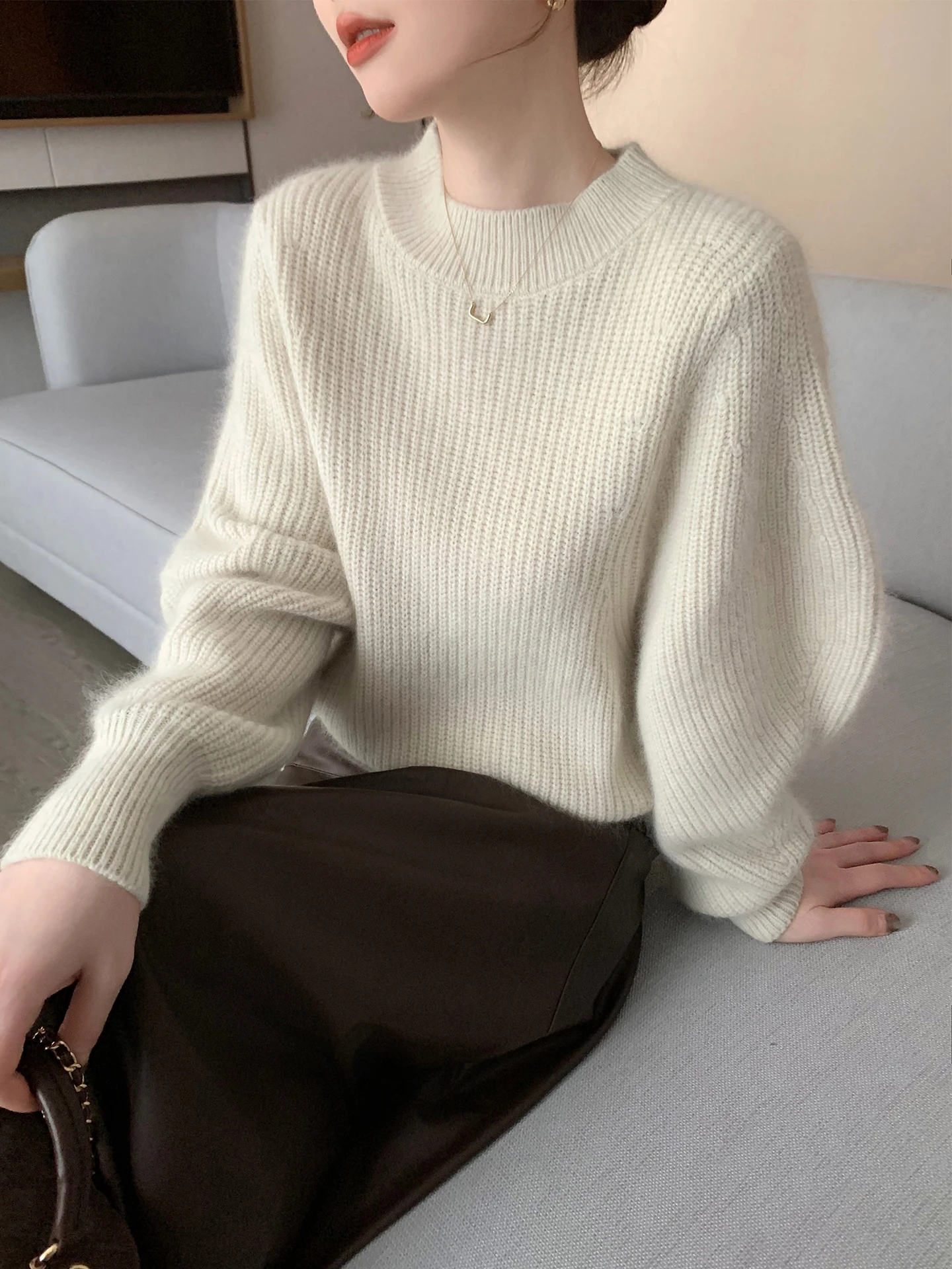 

Thiened Long Sve Knitted Sweater Women's round Ne Winter Warm Sle Simple New 2025 Casual Comfortable Lazy Faion
