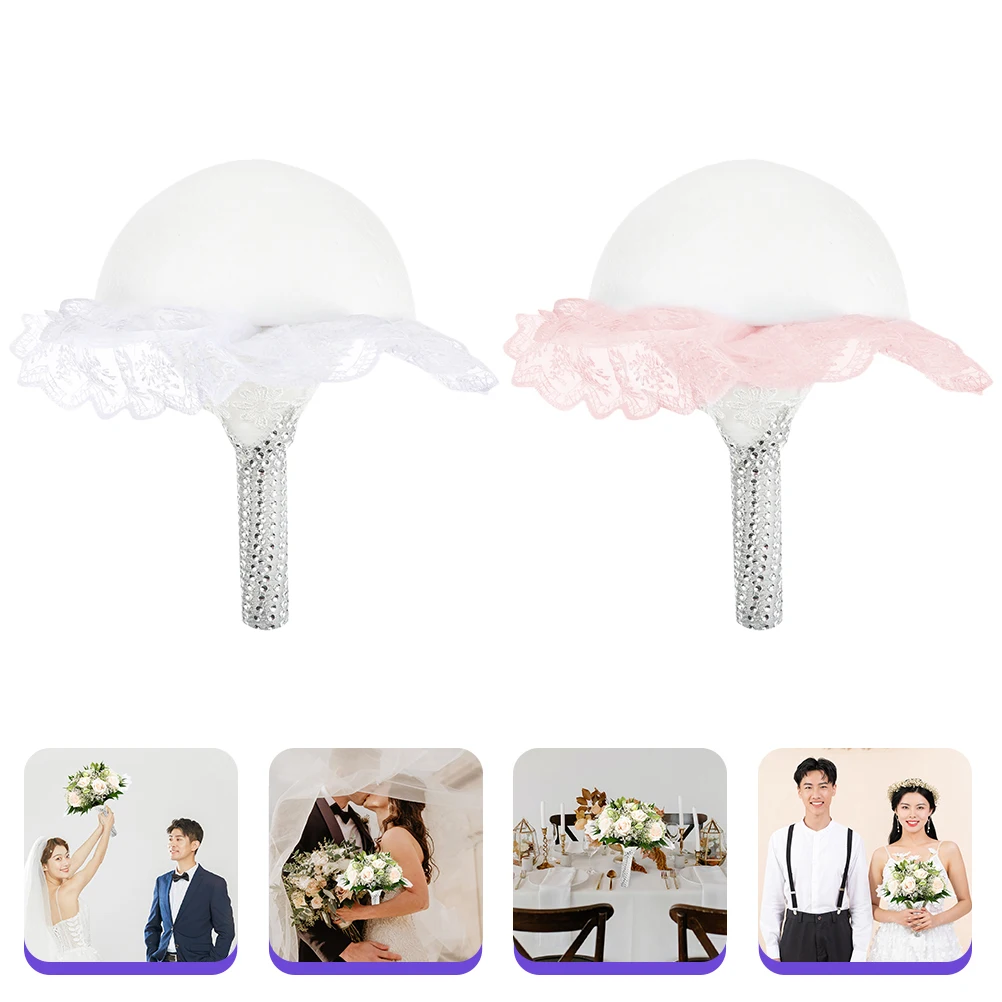 

2 pcs Bridal Artificial Flower Holder Bouquet H les Wedding Bridesmaid Foam Blocks Lightweight Safe Match Style Flowers Easy DIY