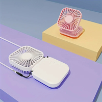 Square Handheld Small Fan Portable Mini Folding Fans USB Rechargeable Hanging Neck Fans