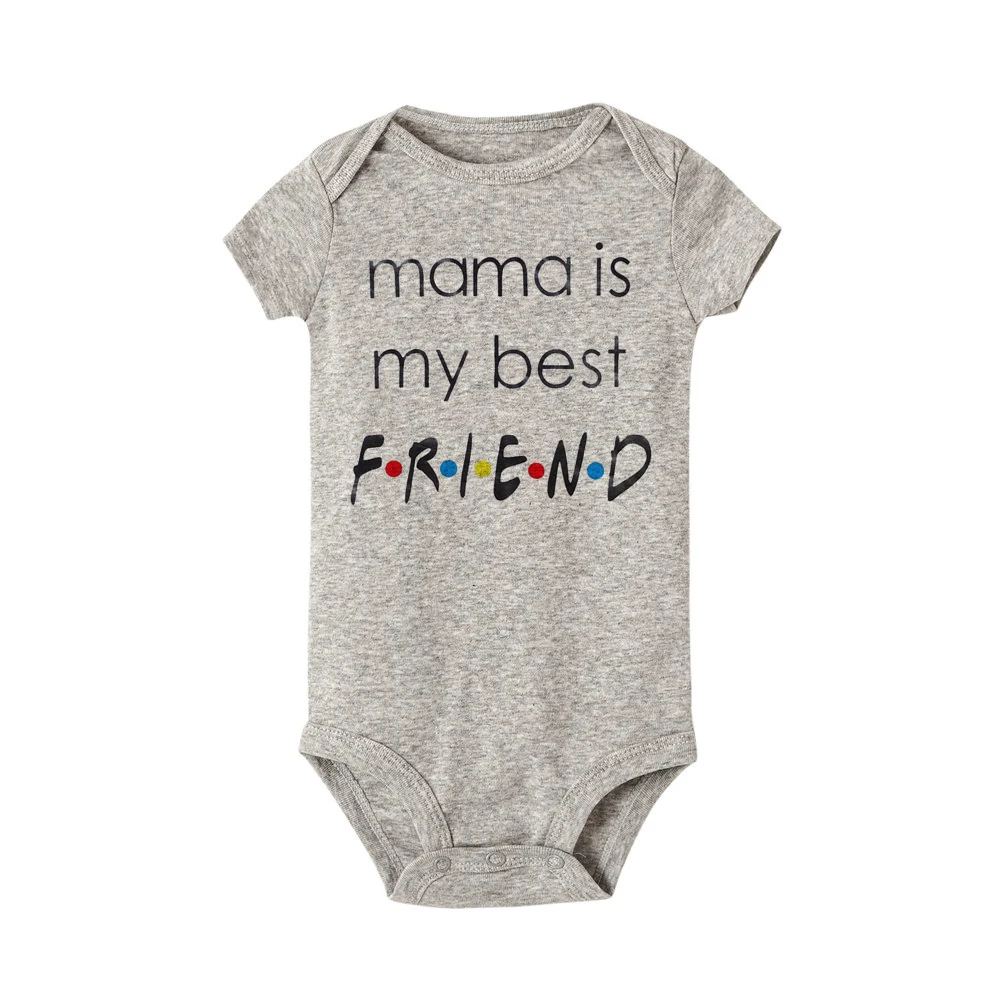 Mama Is My Best Friend Print Baby Jumpsuit Toddler Girl Boy Clothes Ropa Summer Short Sleeve Bodysuits Funny Infant Shower Gifts