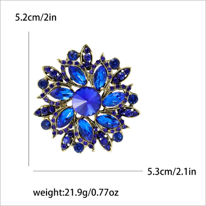 Anmutige Luxus-Kristall-Broschen mit runden Blüten für Damen, trendige Zirkon-Anstecknadeln, Schmuck für Party, Büro, Anzug, Dekoration, Festivalgeschenk – Detail 5