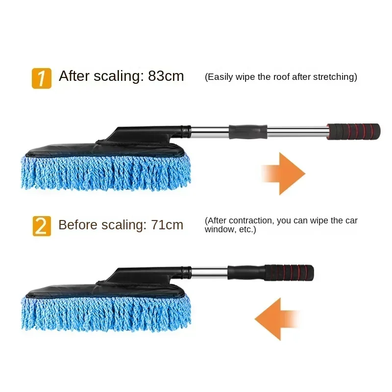 New Car Wash Brush Auto Special Wax Tow Adjustable Telescopic Cleaning Mop Microfiber Dust Clean Brush Car Accessories