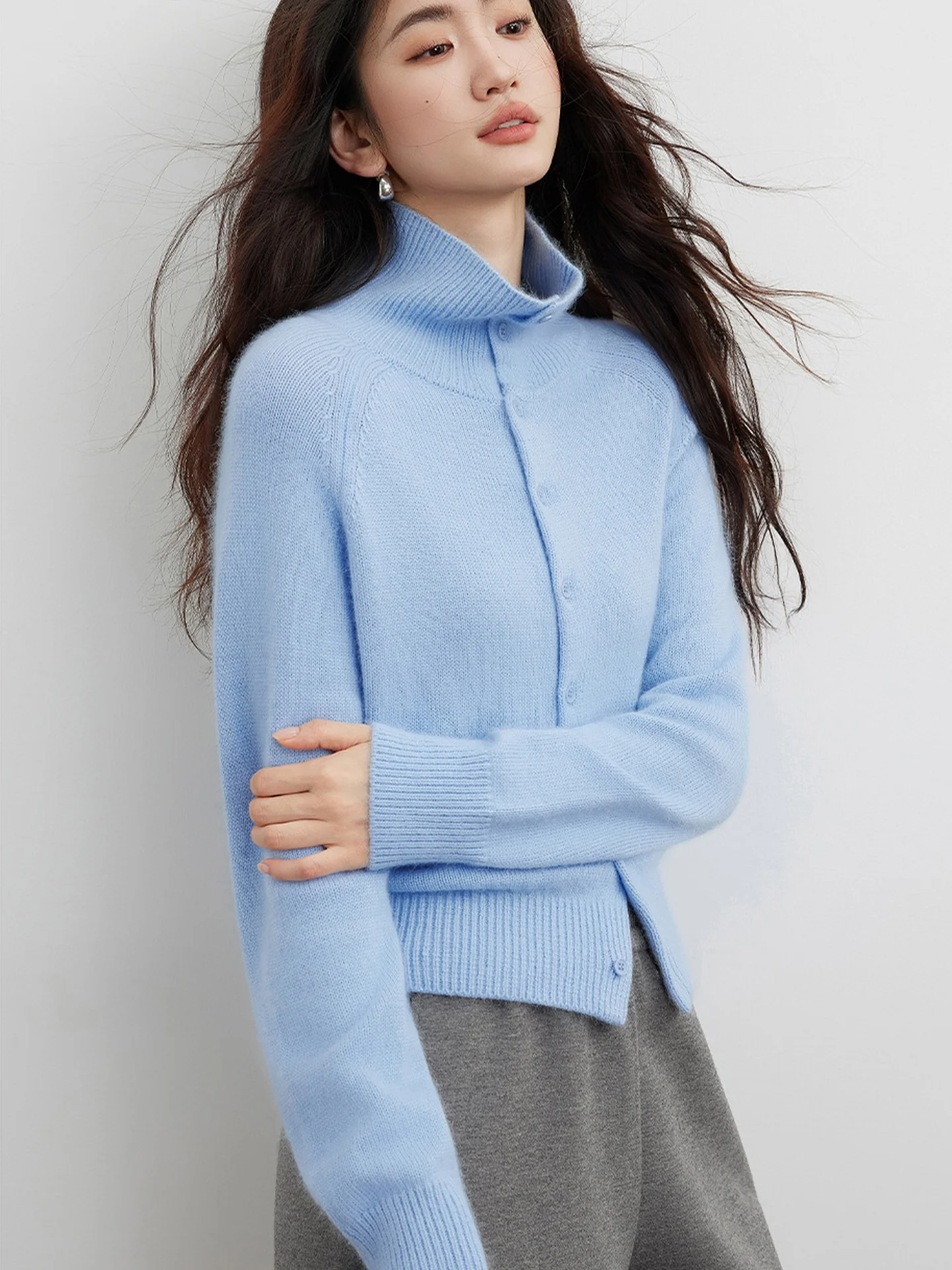 Sweter damski z dzianiny w stylu retro, przyjazny dla skóry, długi rękaw, kolorowy, modny, zimowy, uniwersalny, casualowy top.