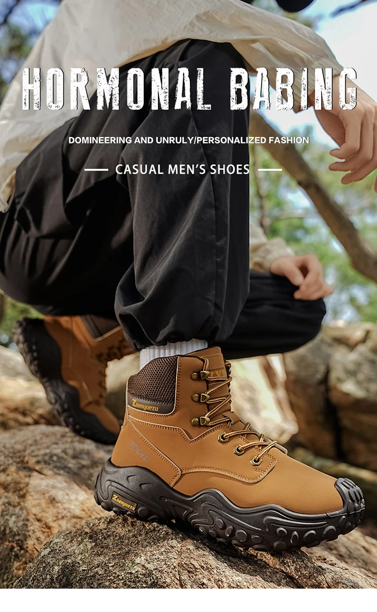 Outdoor-Wanderstiefel mit dicken, rutschfesten Sohlen, atmungsaktivem Mesh-Obermaterial, geeignet für Bergsteigen, Camping, Kiespfade und vollständig anpassbar für tägliche Outdoor-Wanderungen, mit Anti-Rutsch- und Stoßdämpfungseigenschaften – Detail 1