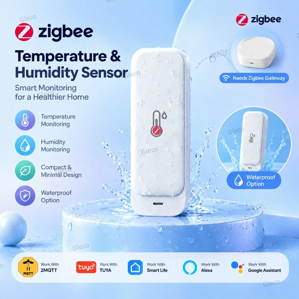 Zigbee Tuya Temperature Humidity Sensor Outdoor IP65 Waterproof Option Smart Home Thermometer Hygrometer Smart Life APP Monitor