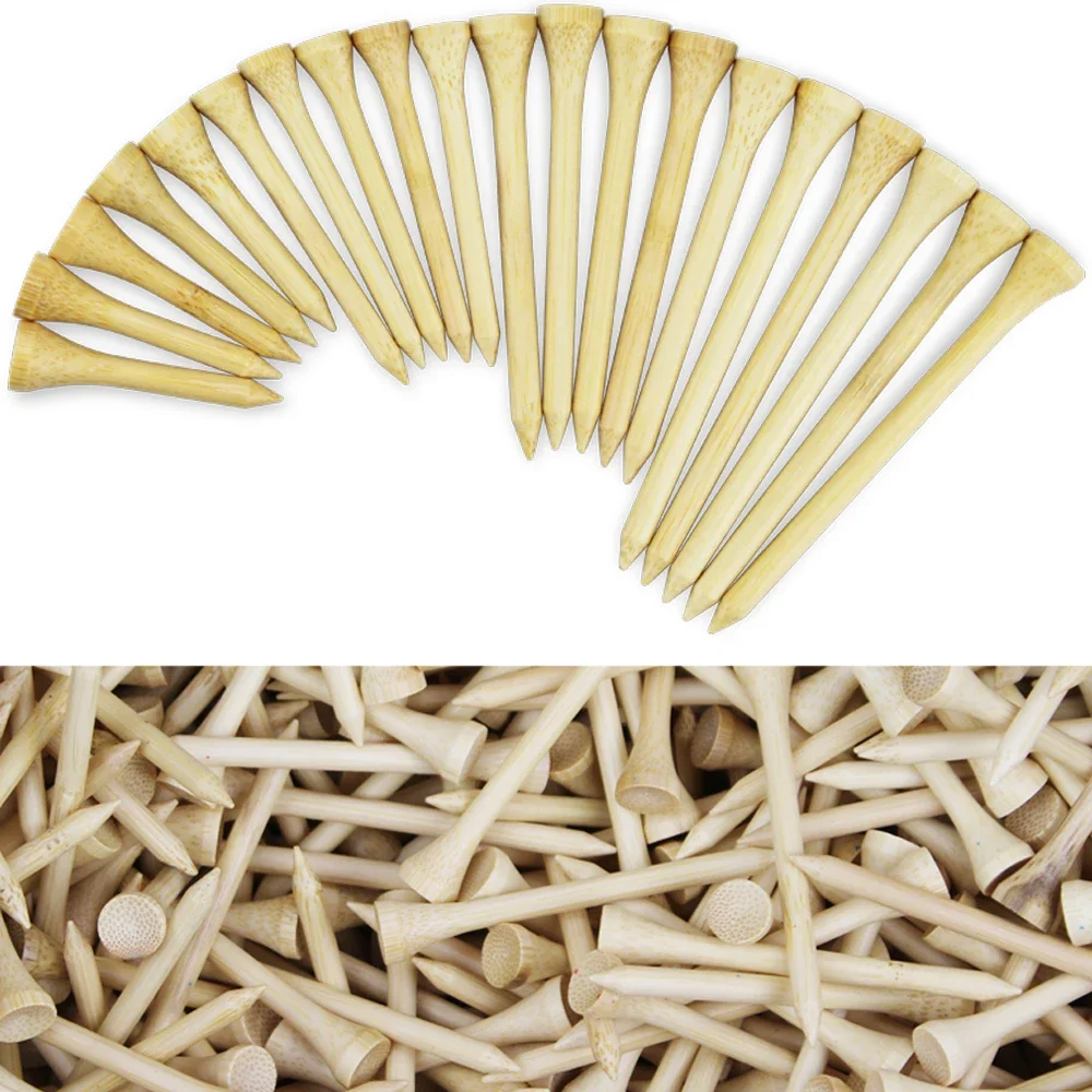 Soporte para pelotas de Golf de bambú, 4 tamaños disponibles, más fuerte que las de madera, envío directo, 42mm, 54mm, 70mm, 83mm, 100 unidades